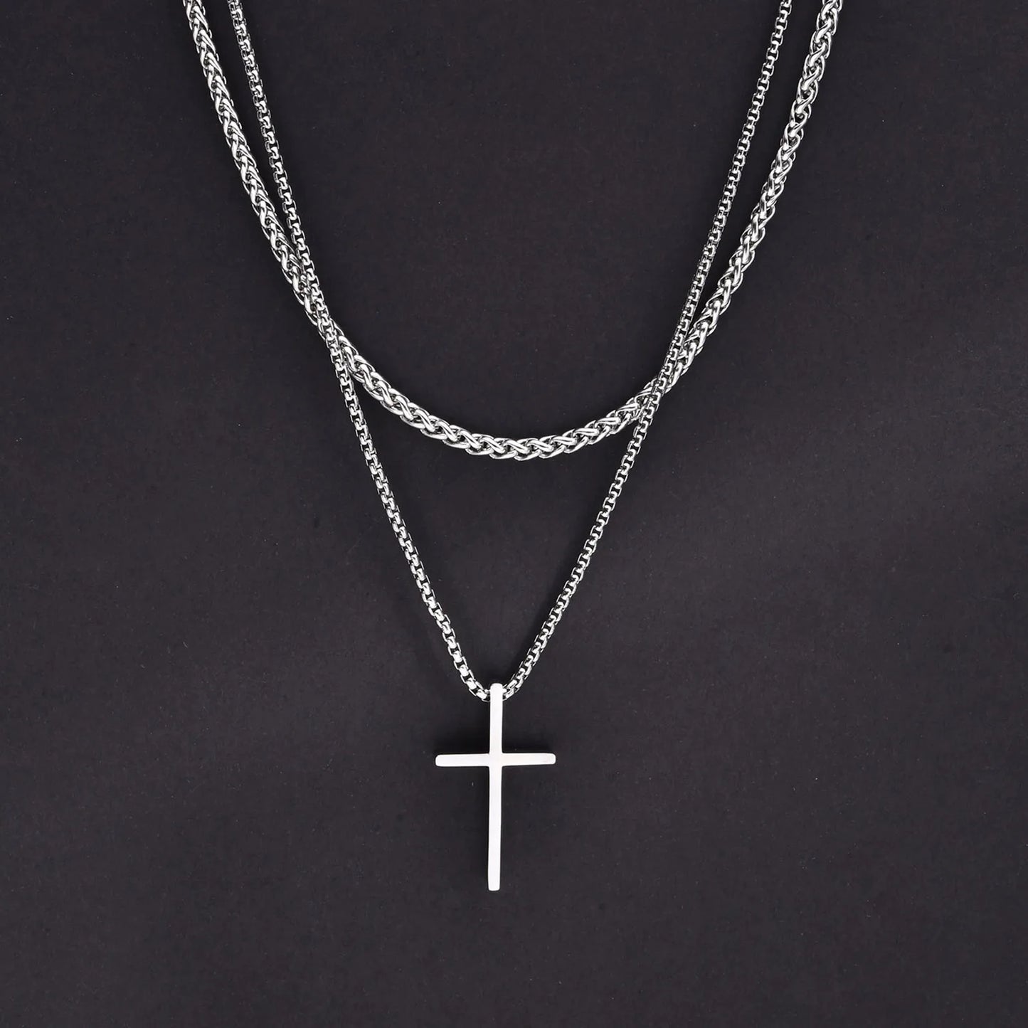 Trinity Chain – Edelstahl mit Kreuzanhänger