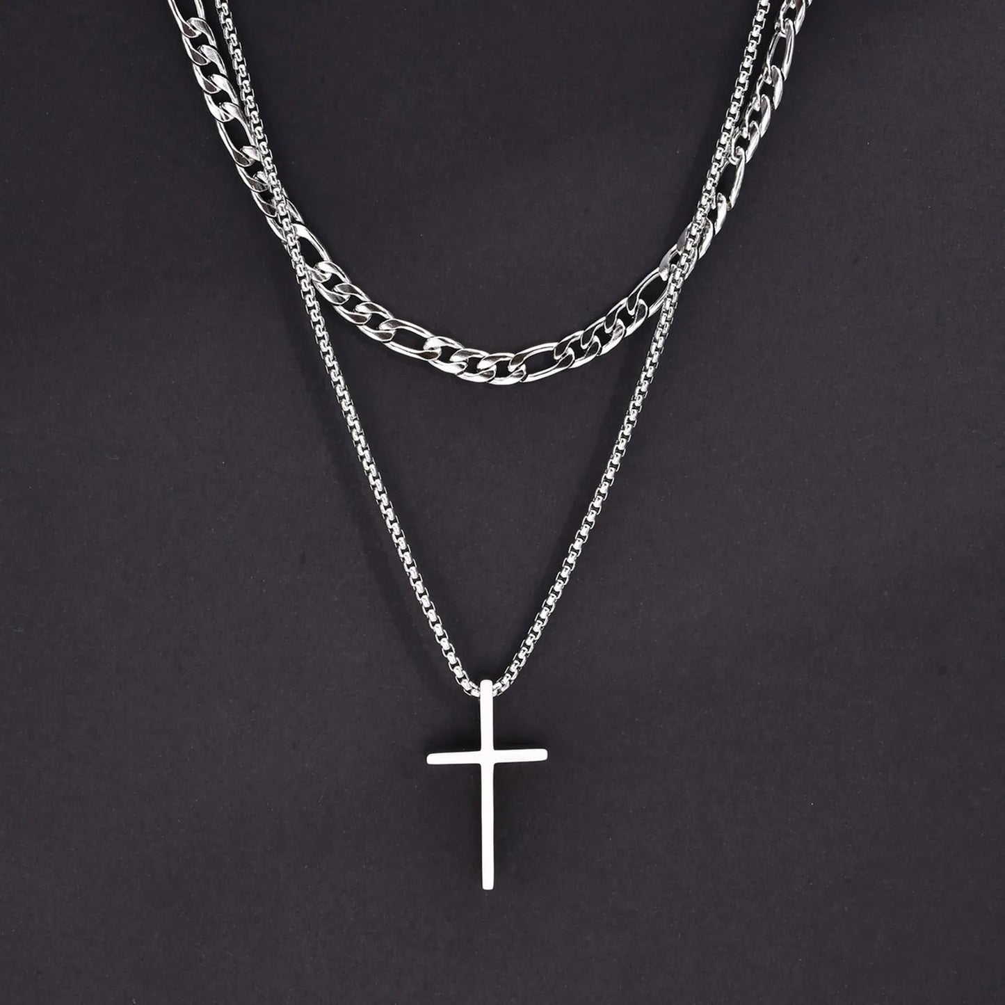Trinity Chain – Edelstahl mit Kreuzanhänger
