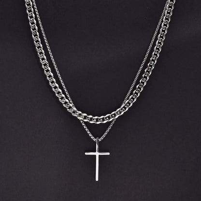 Trinity Chain – Edelstahl mit Kreuzanhänger