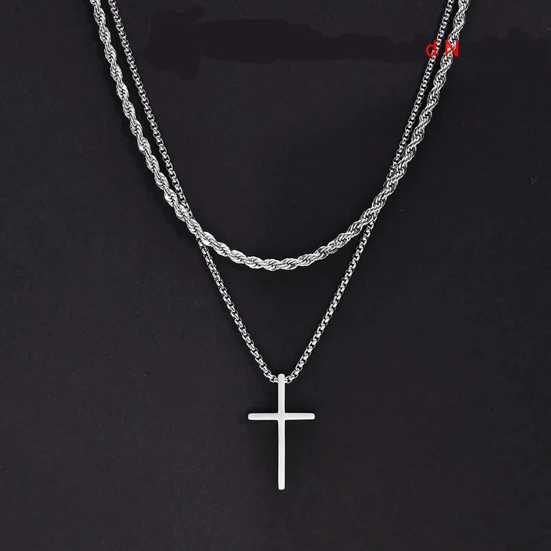 Trinity Chain – Edelstahl mit Kreuzanhänger