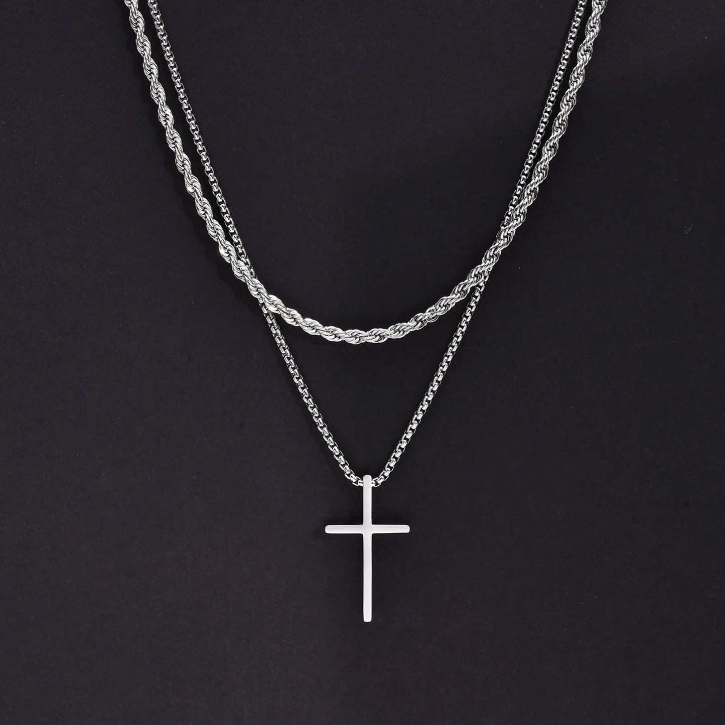 Trinity Chain – Edelstahl mit Kreuzanhänger