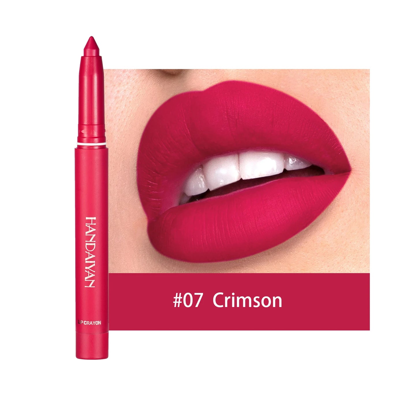 Fadeless Non Staining Cup Matte Lipstick Pen Lip Rotatable Lipliner with Pencil Sharpener