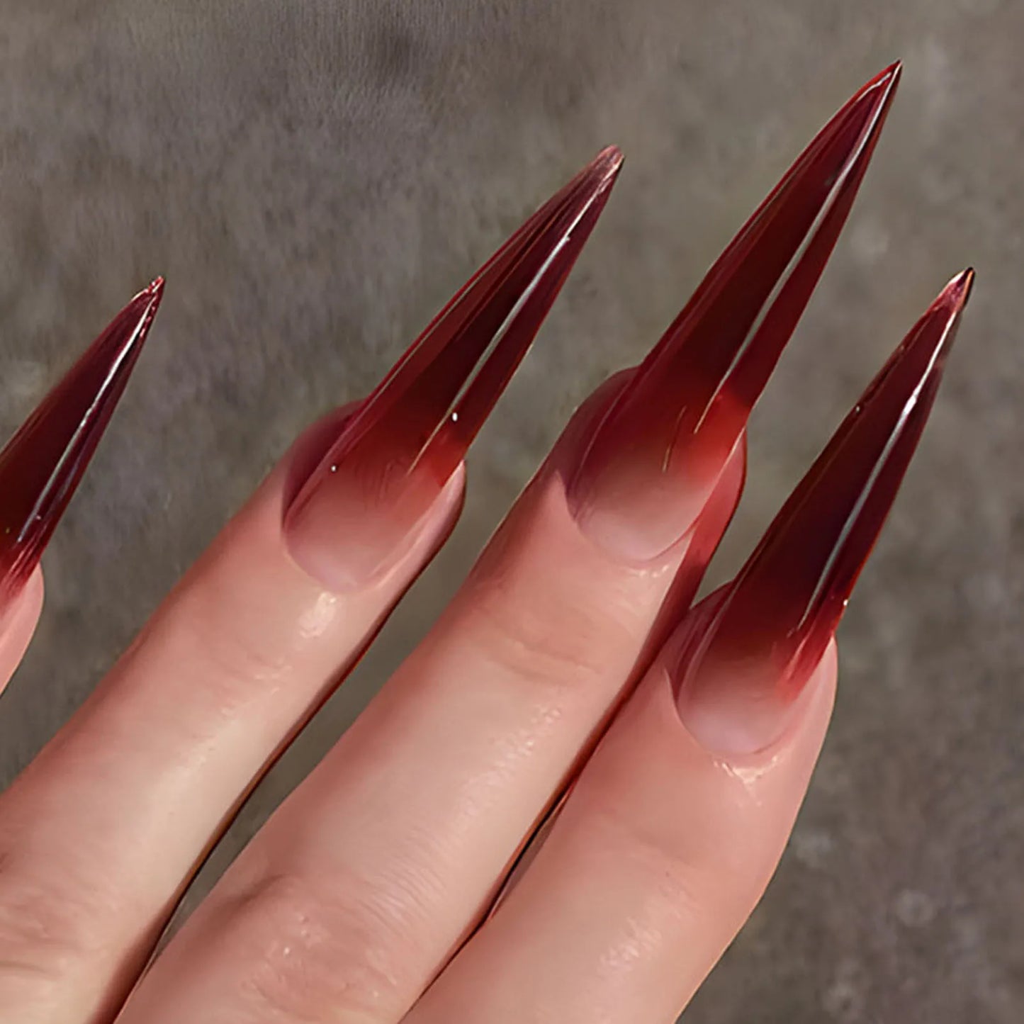 Red Black Gradient Coffin Nails