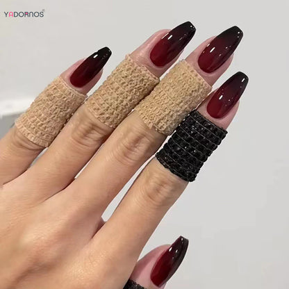 Red Black Gradient Coffin Nails